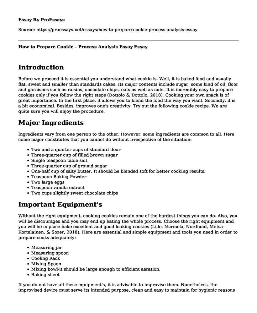 How to Prepare Cookie - Process Analysis Essay