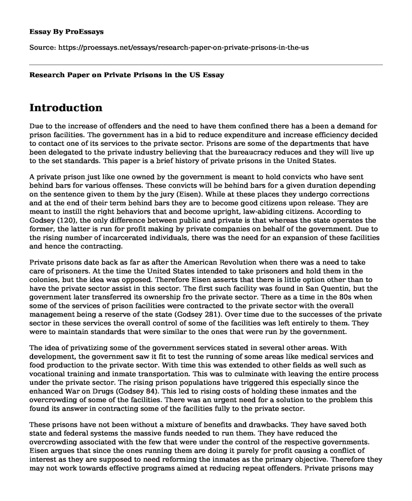 Research Paper on Private Prisons in the US