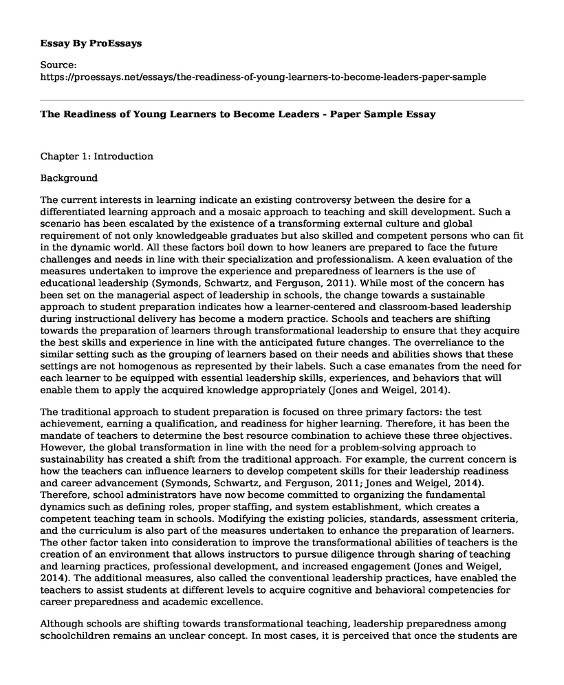 The Readiness of Young Learners to Become Leaders - Paper Sample