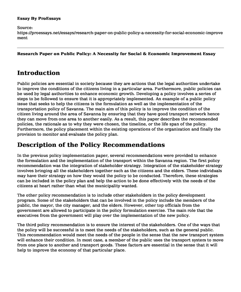 Research Paper on Public Policy: A Necessity for Social & Economic Improvement