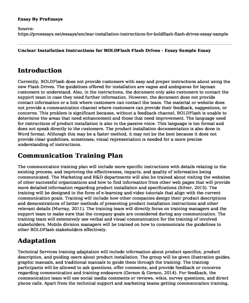 Unclear Installation Instructions for BOLDFlash Flash Drives - Essay Sample