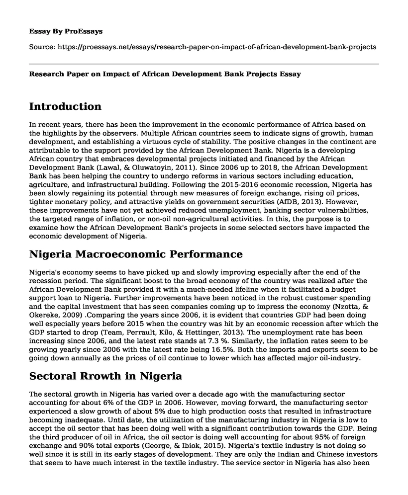 Research Paper on Impact of African Development Bank Projects