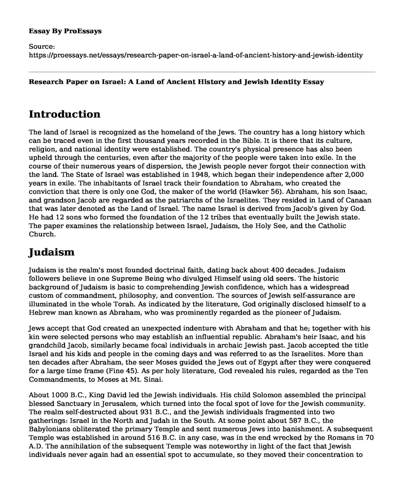 Research Paper on Israel: A Land of Ancient History and Jewish Identity