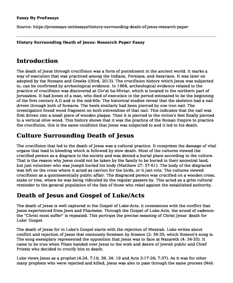 History Surrounding Death of Jesus: Research Paper