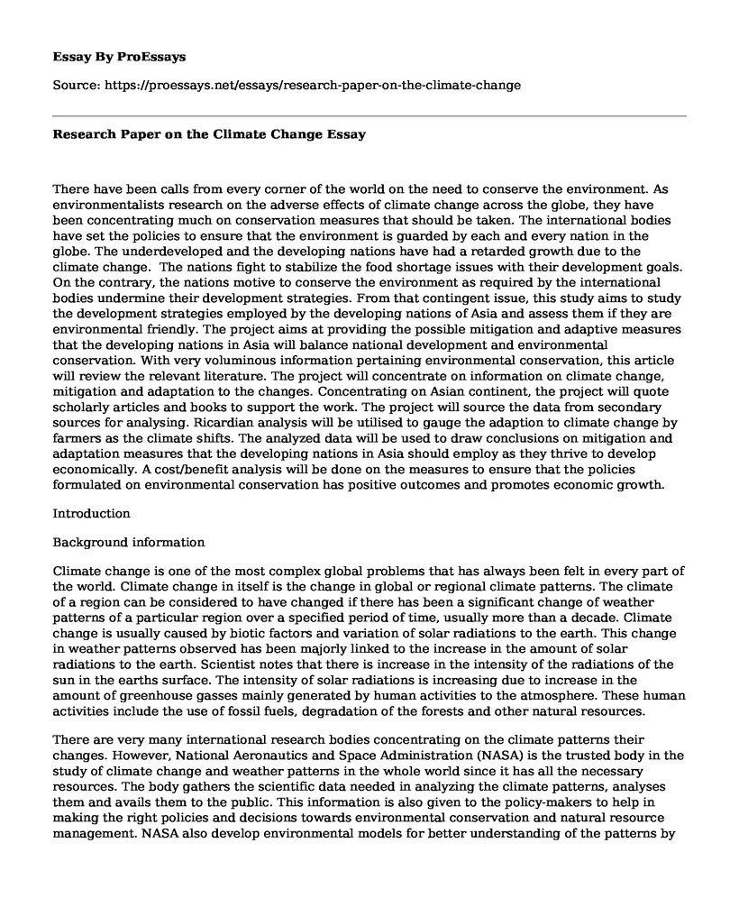 Research Paper on the Climate Change
