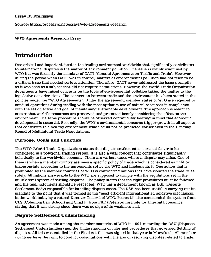 WTO Agreements Research