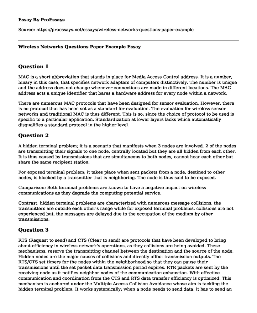 Wireless Networks Questions Paper Example