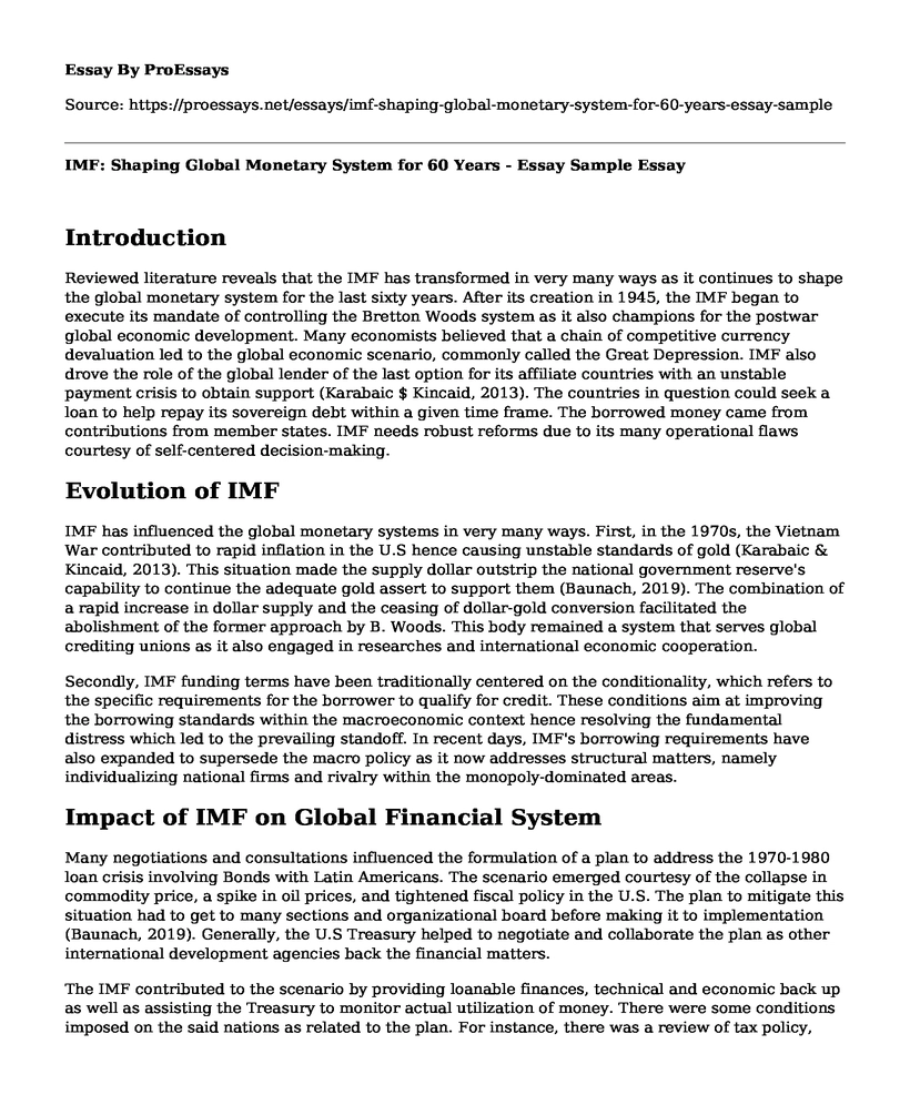 IMF: Shaping Global Monetary System for 60 Years - Essay Sample