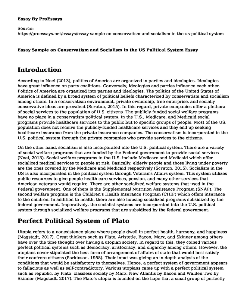 Essay Sample on Conservatism and Socialism in the US Political System