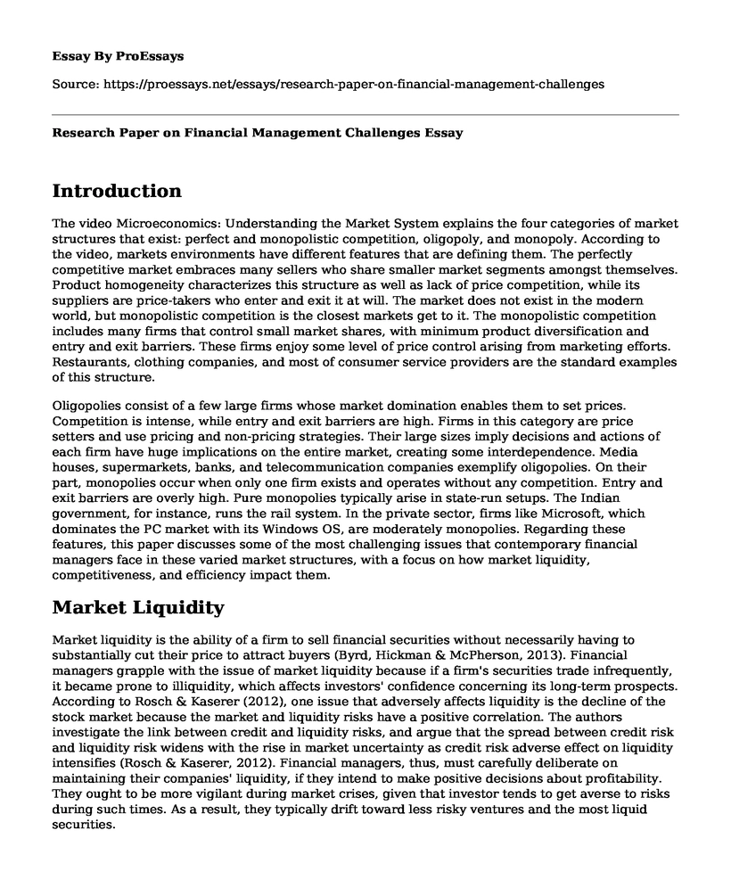 Research Paper on Financial Management Challenges