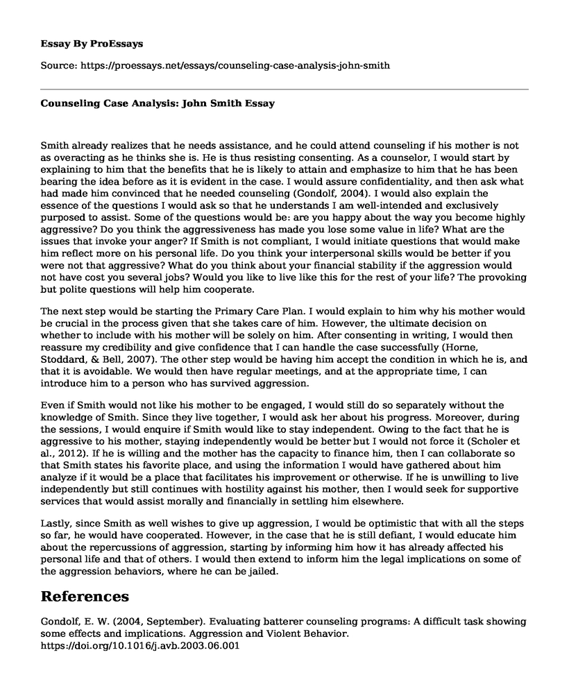 Counseling Case Analysis: John Smith