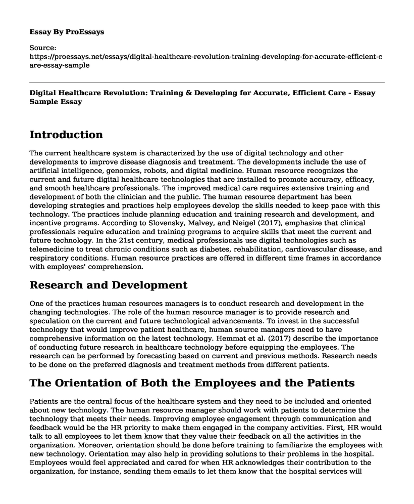 Digital Healthcare Revolution: Training & Developing for Accurate, Efficient Care - Essay Sample