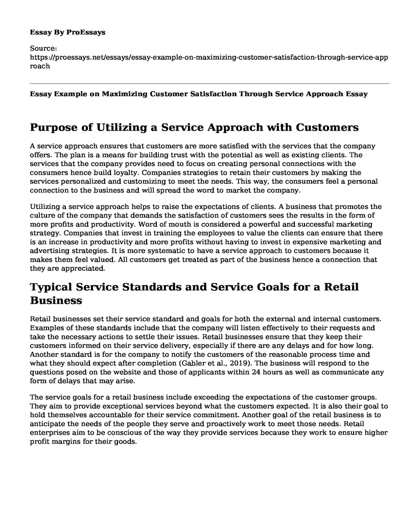 Essay Example on Maximizing Customer Satisfaction Through Service Approach