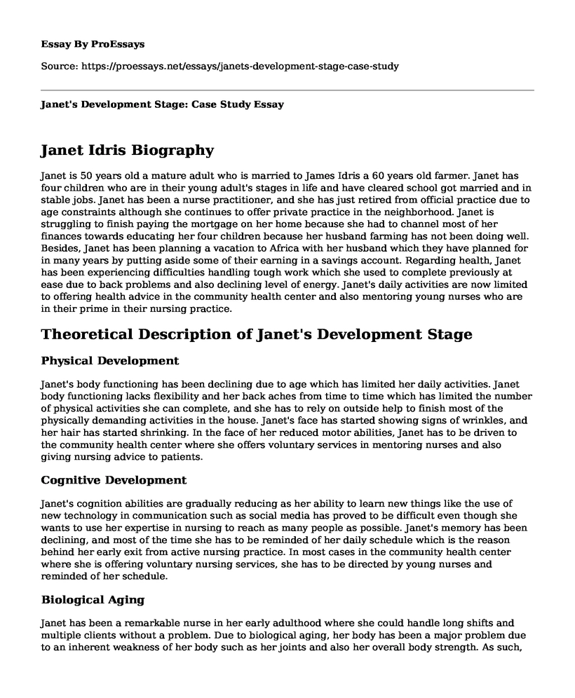 Janet's Development Stage: Case Study