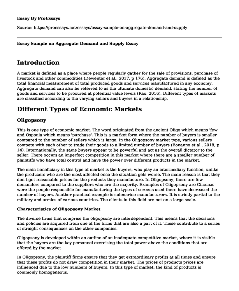 Essay Sample on Aggregate Demand and Supply