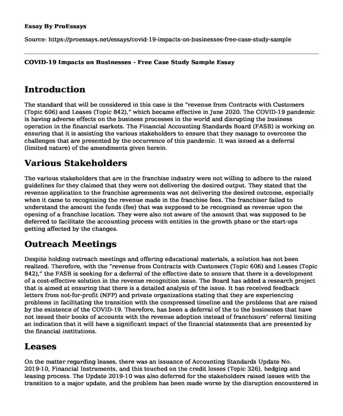 COVID-19 Impacts on Businesses - Free Case Study Sample