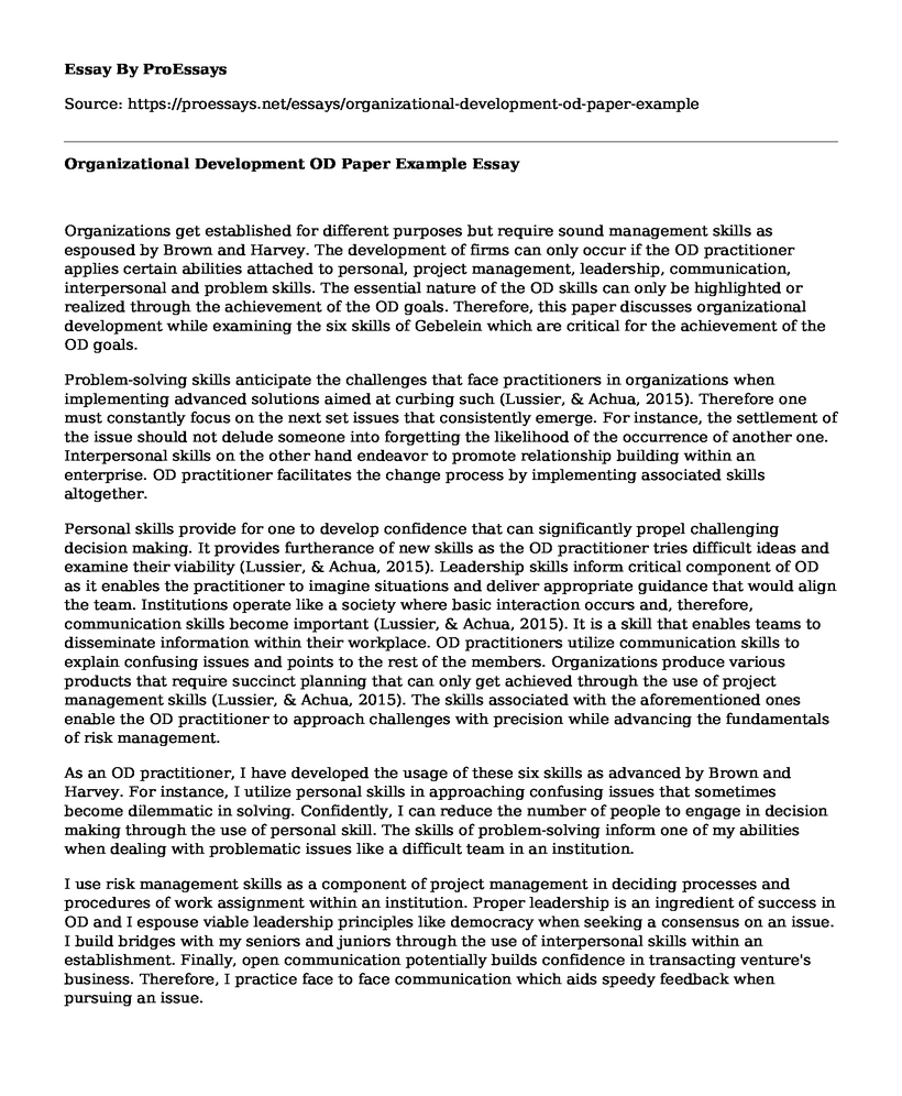 Organizational Development OD Paper Example