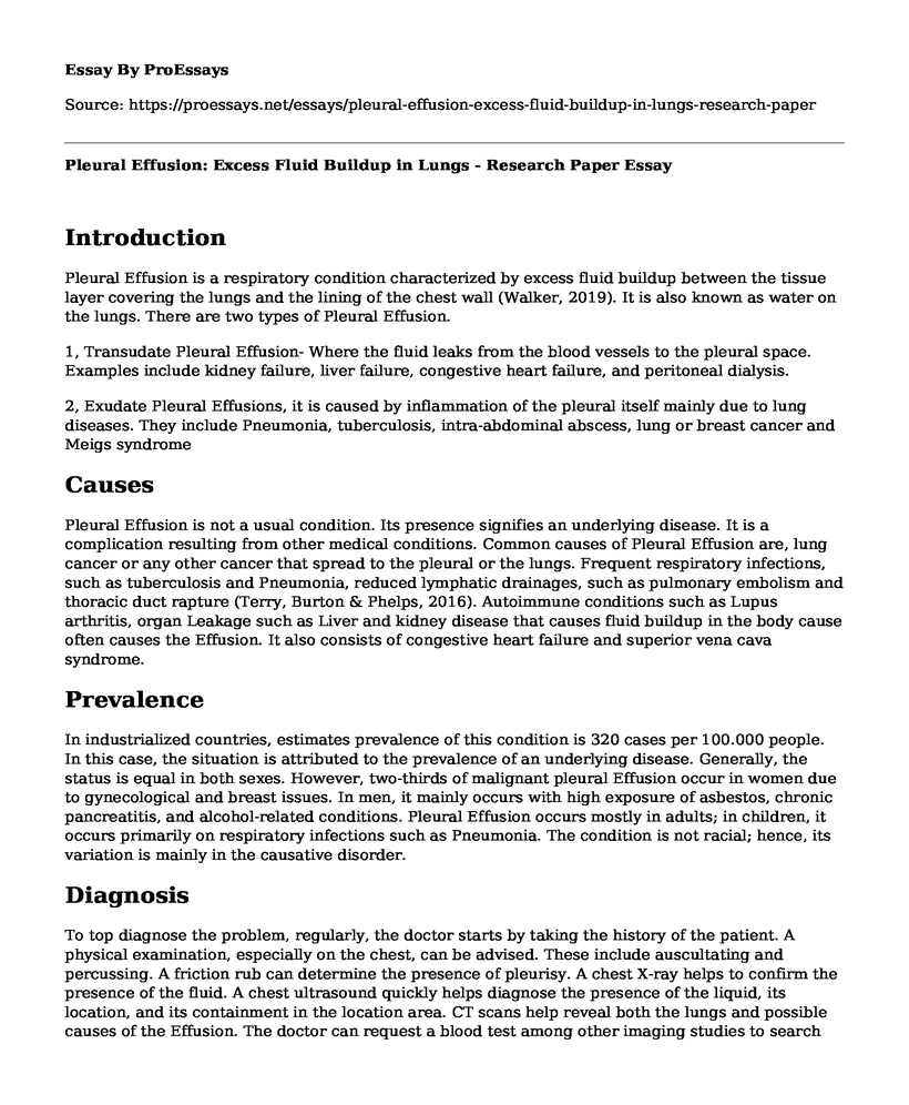 Pleural Effusion: Excess Fluid Buildup in Lungs - Research Paper