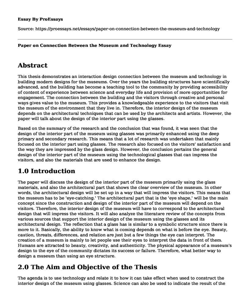 Paper on Connection Between the Museum and Technology