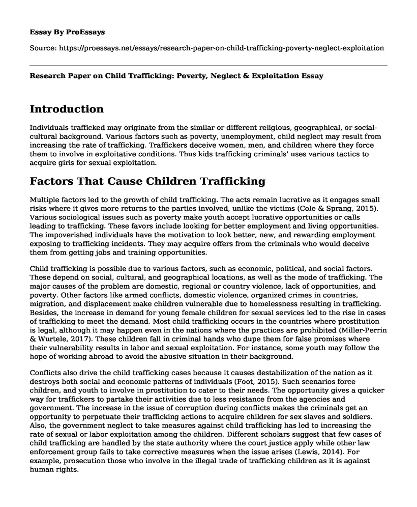 Research Paper on Child Trafficking: Poverty, Neglect & Exploitation
