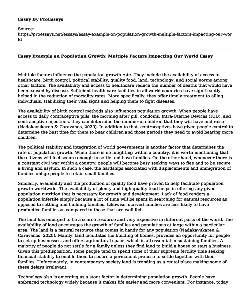 Essay Example on Population Growth: Multiple Factors Impacting Our World