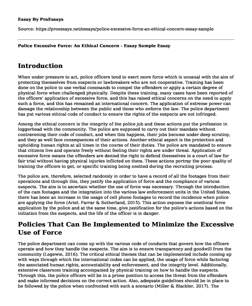 Police Excessive Force: An Ethical Concern - Essay Sample