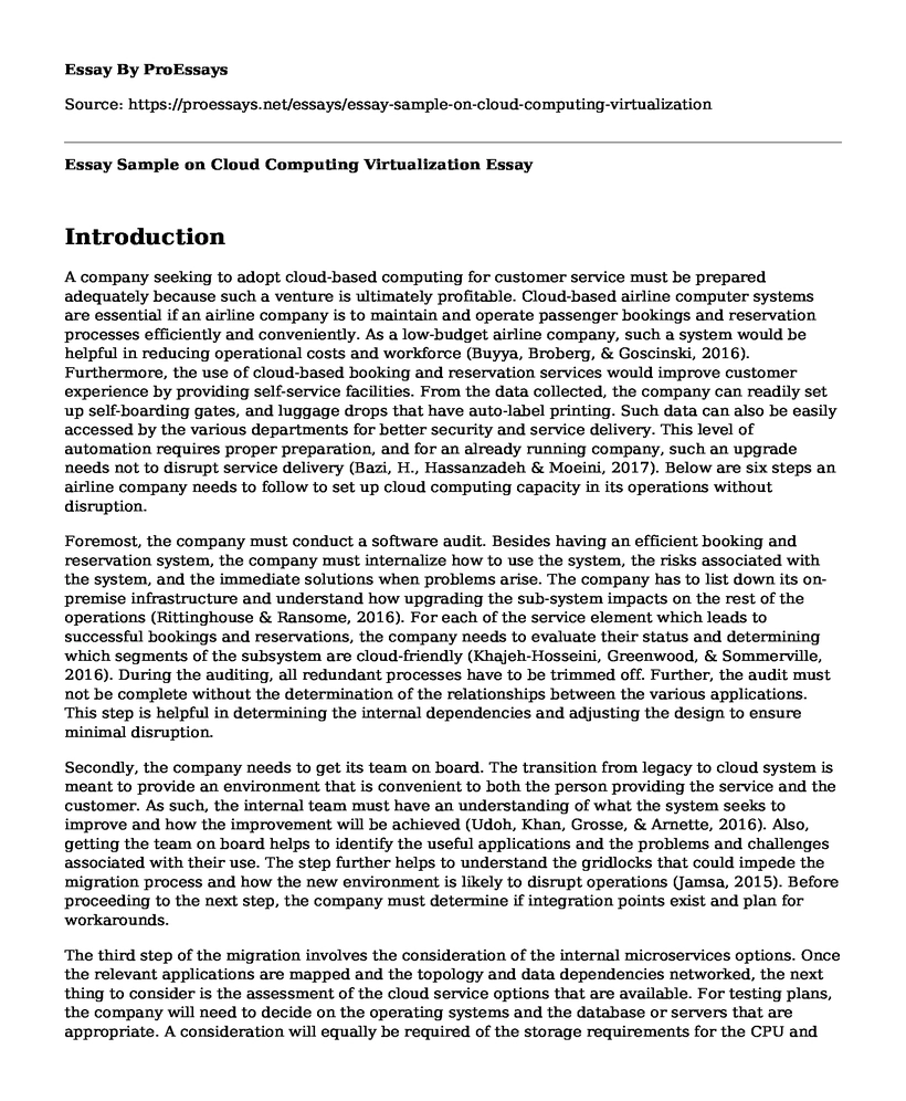 Essay Sample on Cloud Computing Virtualization