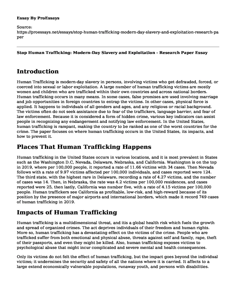 Stop Human Trafficking: Modern-Day Slavery and Exploitation - Research Paper