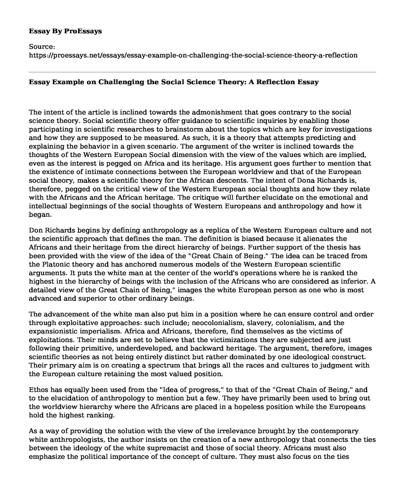 Essay Example on Challenging the Social Science Theory: A Reflection