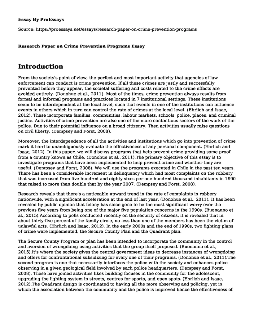 Research Paper on Crime Prevention Programs