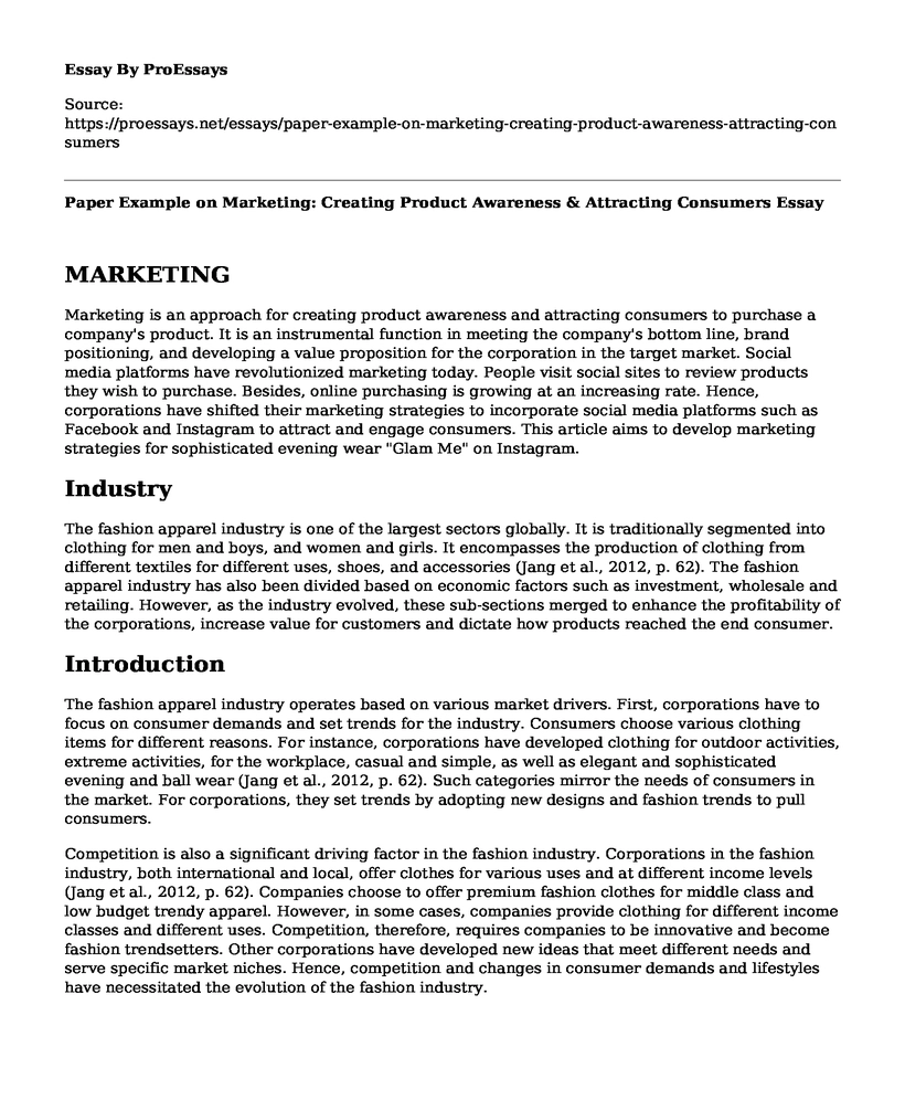 Paper Example on Marketing: Creating Product Awareness & Attracting Consumers
