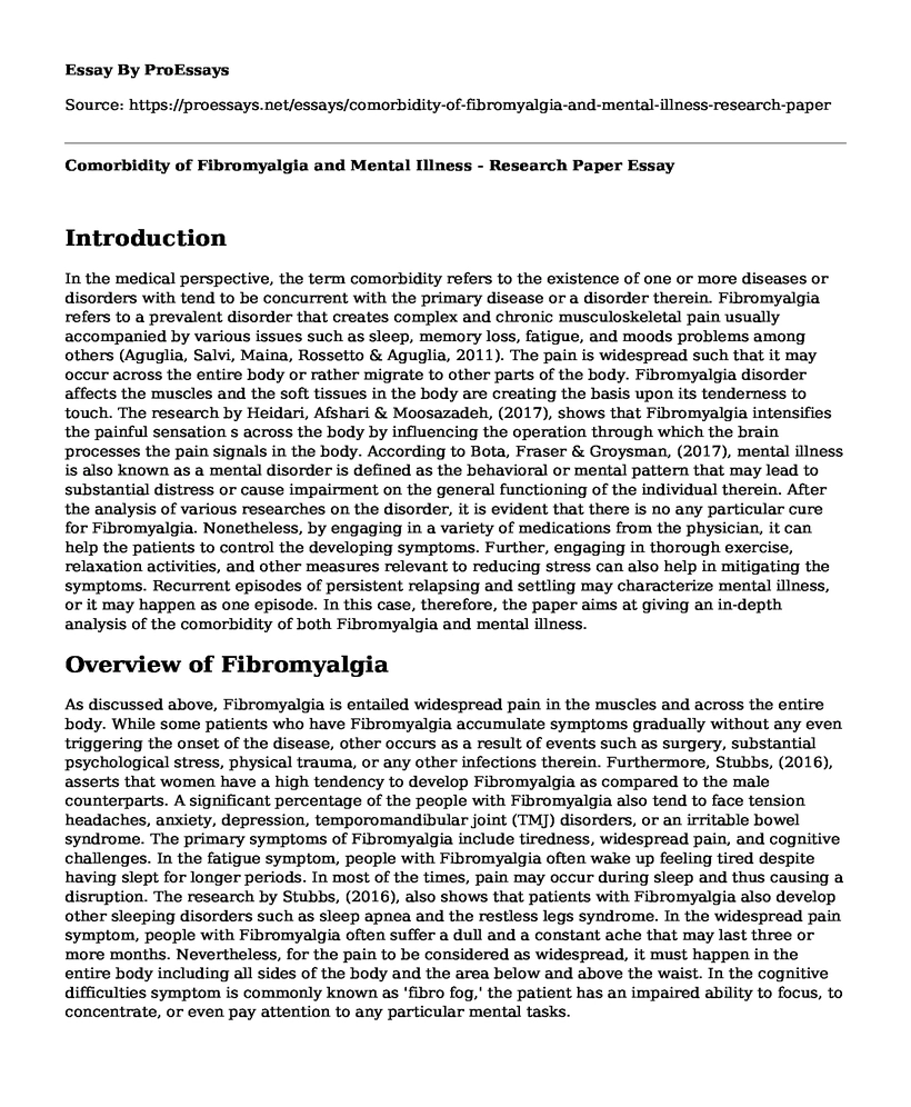 Comorbidity of Fibromyalgia and Mental Illness - Research Paper