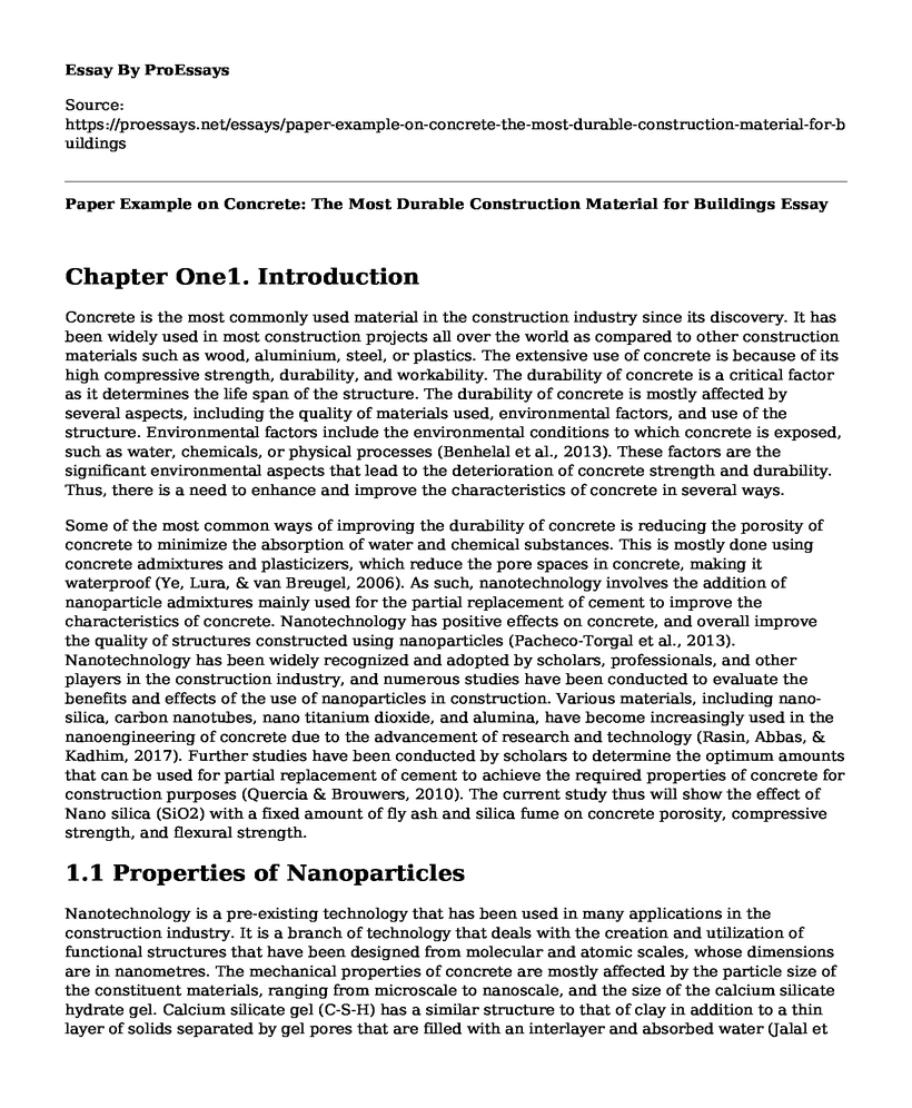 Paper Example on Concrete: The Most Durable Construction Material for Buildings