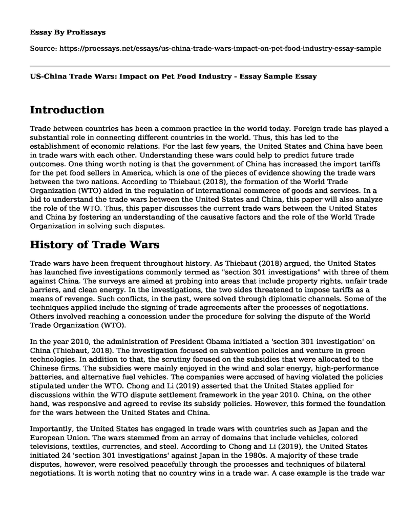 US-China Trade Wars: Impact on Pet Food Industry - Essay Sample