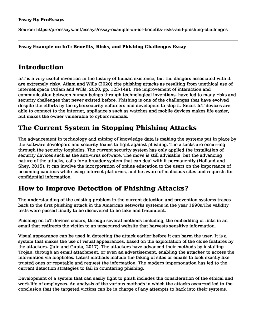 Essay Example on IoT: Benefits, Risks, and Phishing Challenges