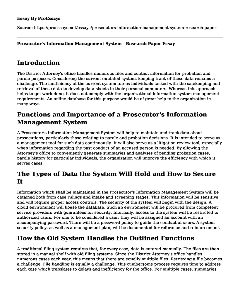 Prosecutor's Information Management System - Research Paper