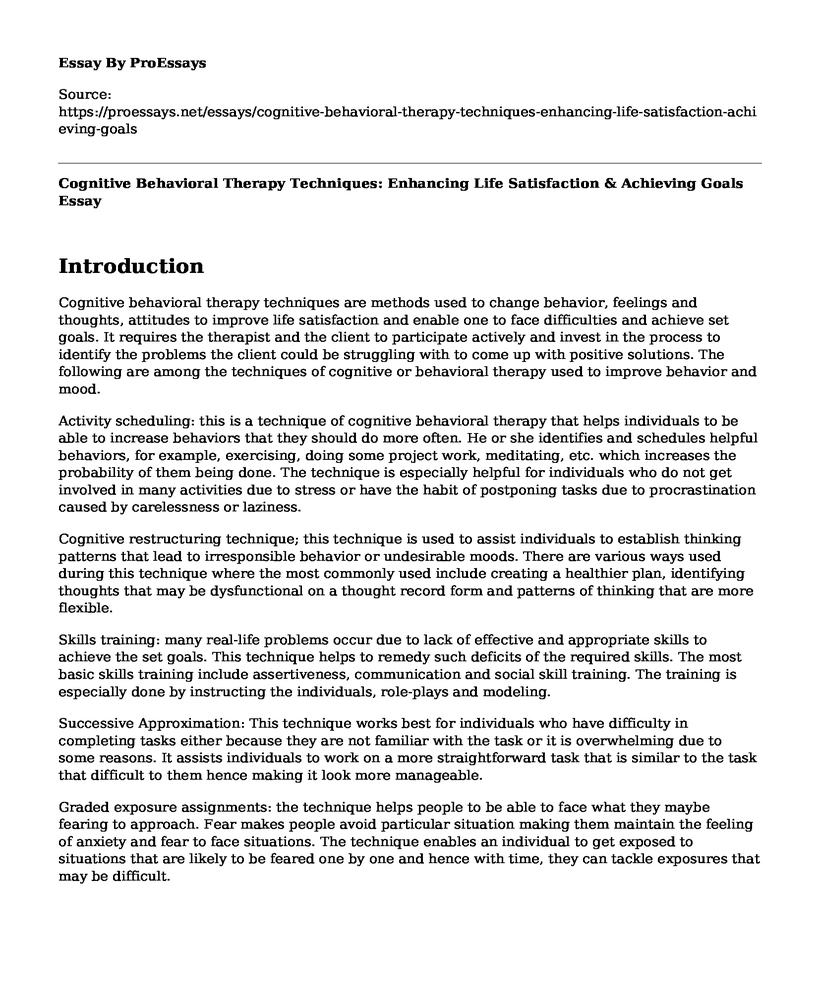 Cognitive Behavioral Therapy Techniques: Enhancing Life Satisfaction & Achieving Goals
