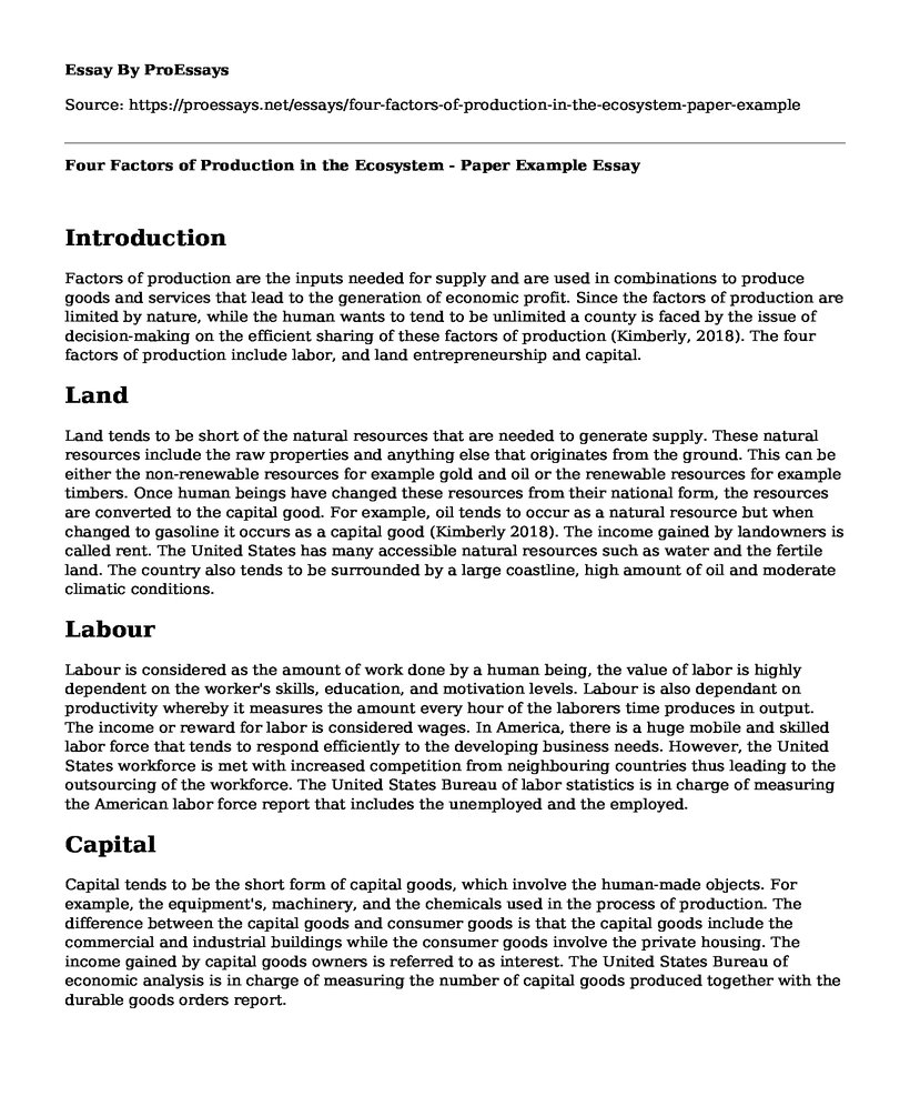 four-factors-of-production-in-the-ecosystem-paper-example-free