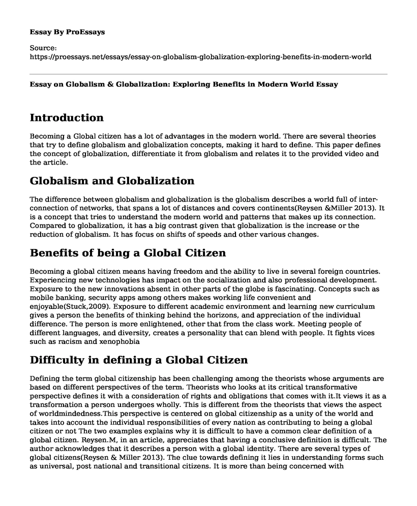 essay on advantages of globalization