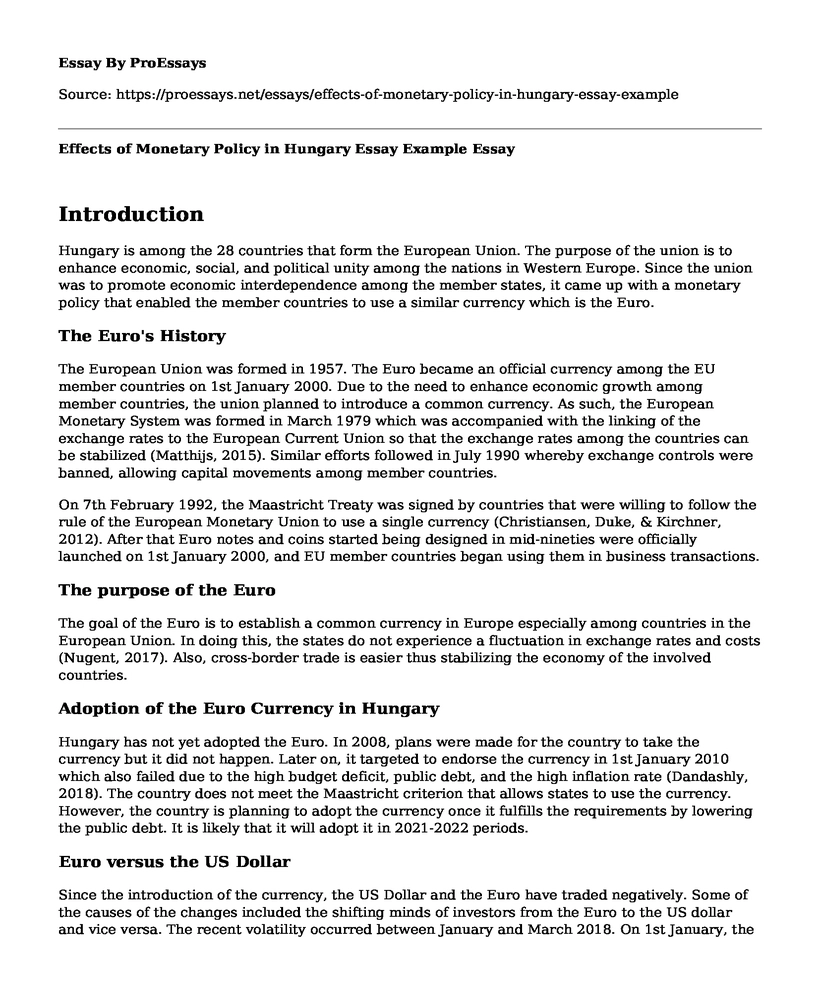 Effects of Monetary Policy in Hungary Essay Example