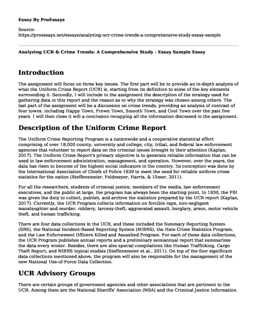 Analyzing UCR & Crime Trends: A Comprehensive Study - Essay Sample