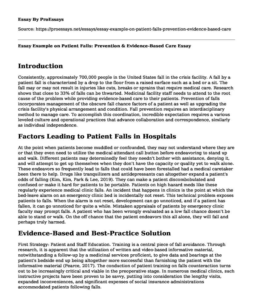 Essay Example on Patient Falls: Prevention & Evidence-Based Care