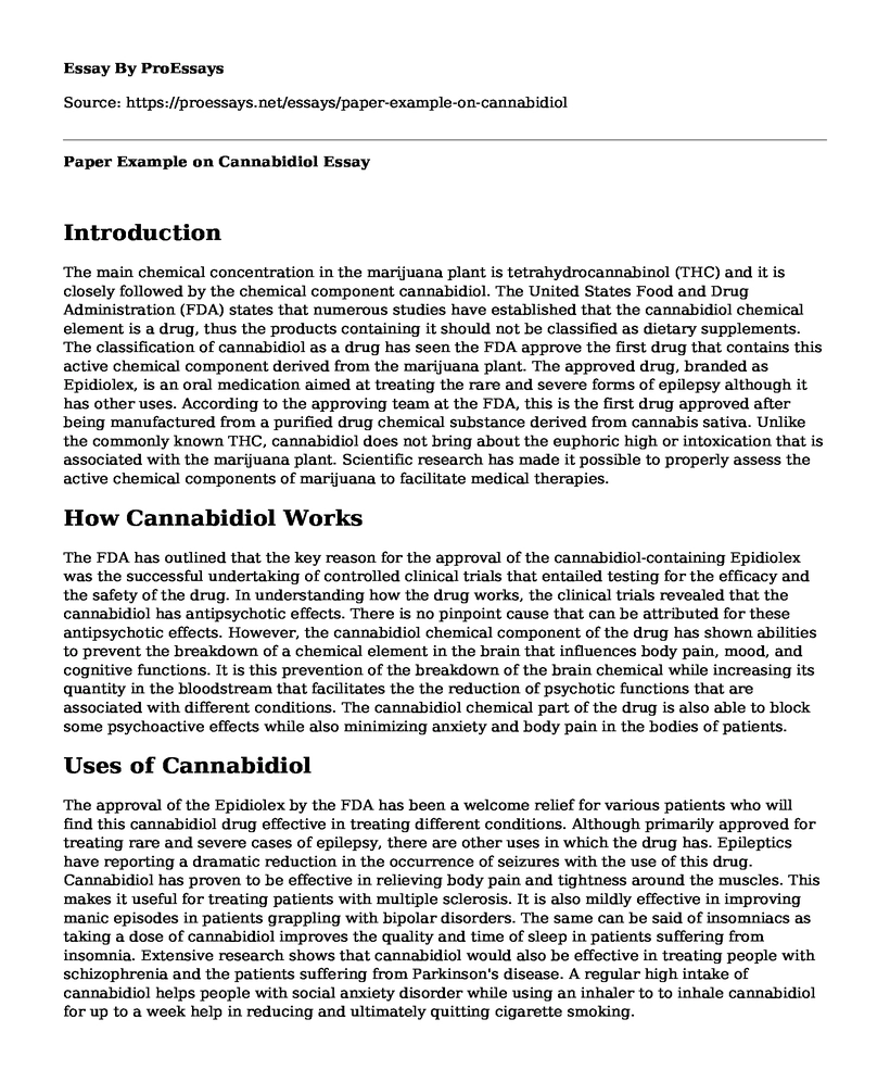 Paper Example on Cannabidiol