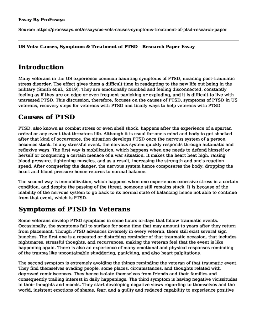 US Vets: Causes, Symptoms & Treatment of PTSD - Research Paper