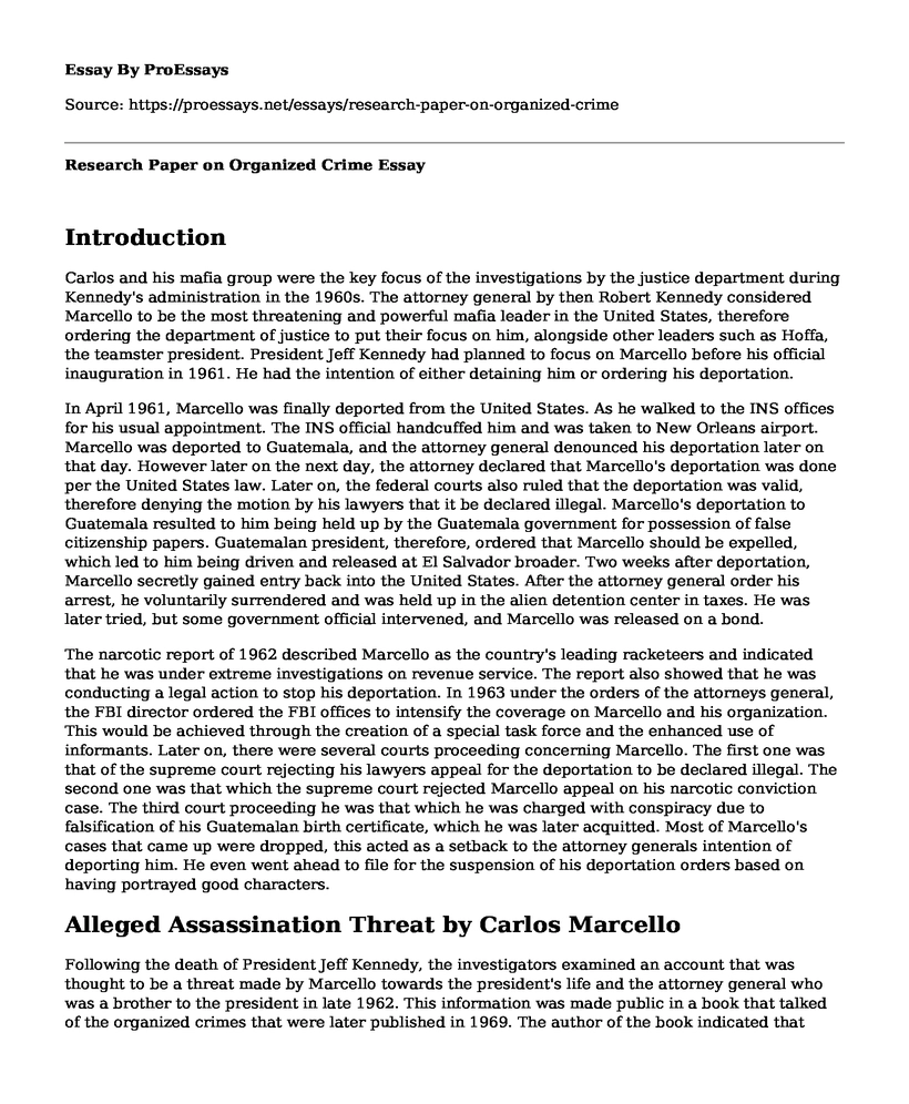 Research Paper on Organized Crime