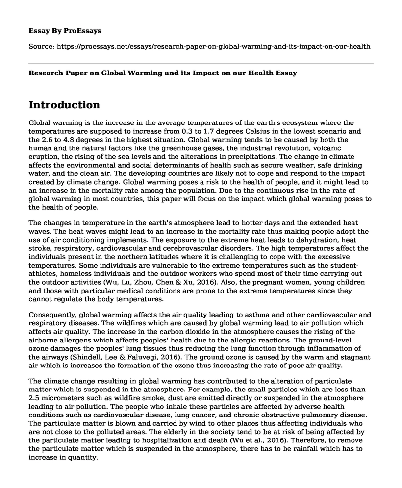 Research Paper on Global Warming and its Impact on our Health