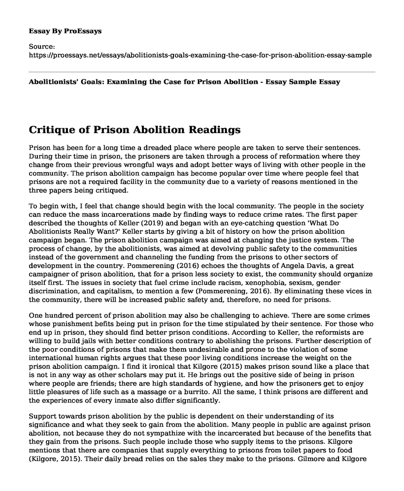 Abolitionists' Goals: Examining the Case for Prison Abolition - Essay Sample