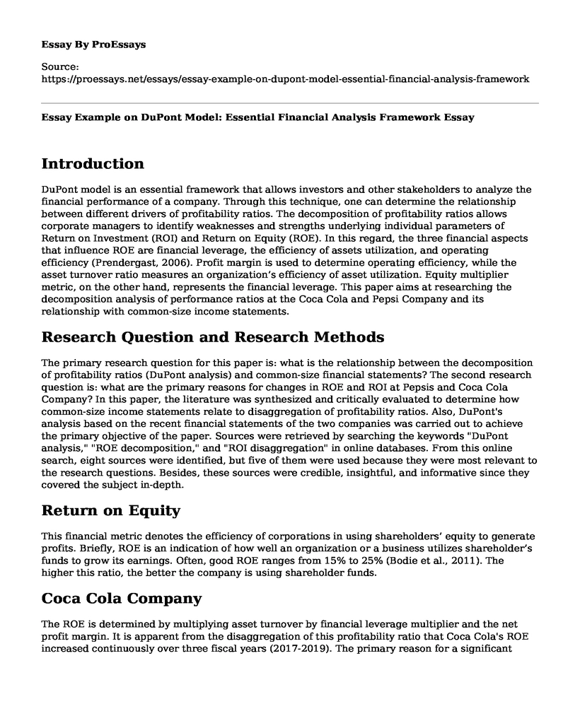 Essay Example on DuPont Model: Essential Financial Analysis Framework