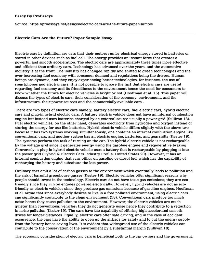 Electric Cars Are the Future? Paper Sample
