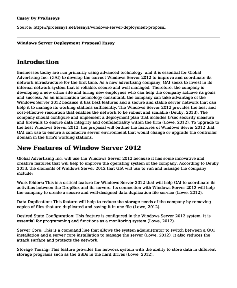 Windows Server Deployment Proposal